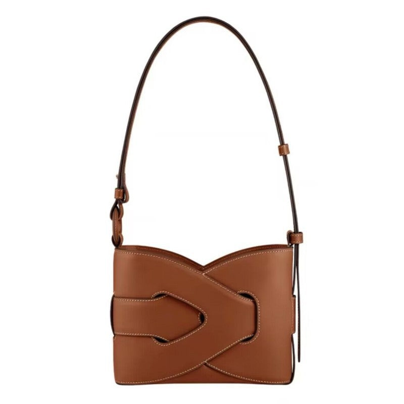 curved-hem shoulder bag with oversized knot detail – REA
