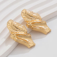 Textured molten double-layer earrings with sculptural finish - Vadvy