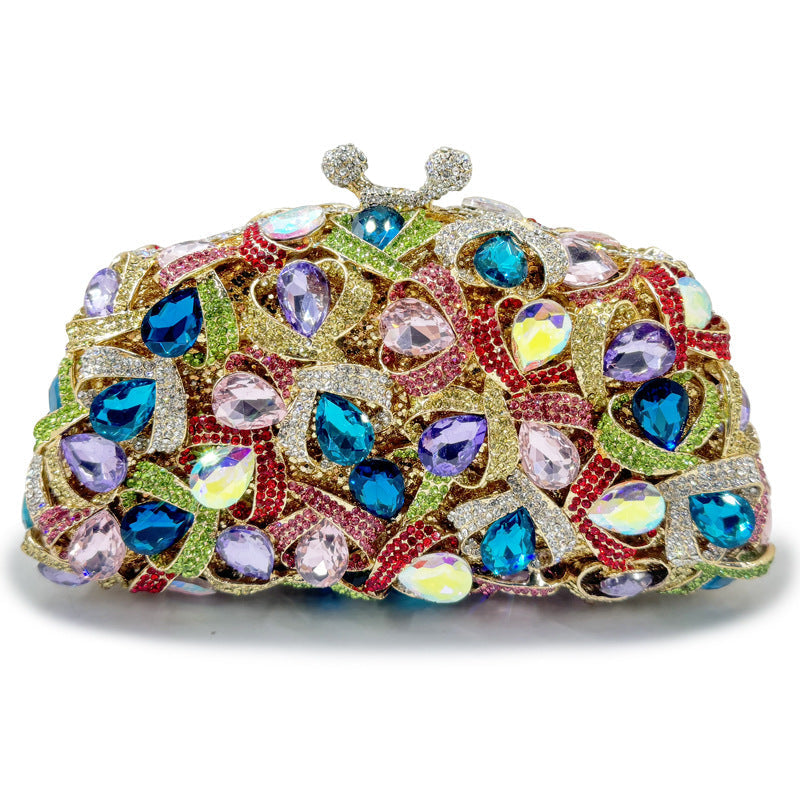 Rhinestone-encrusted evening clutch with heart-shaped jewels - Venium