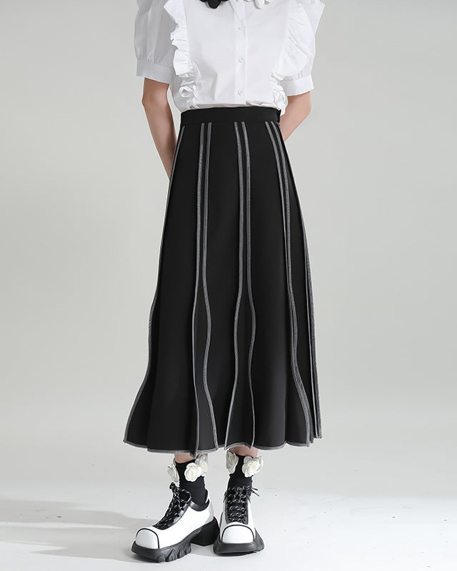 High-waisted flared skirt with contrasting wavy layers - Ejra