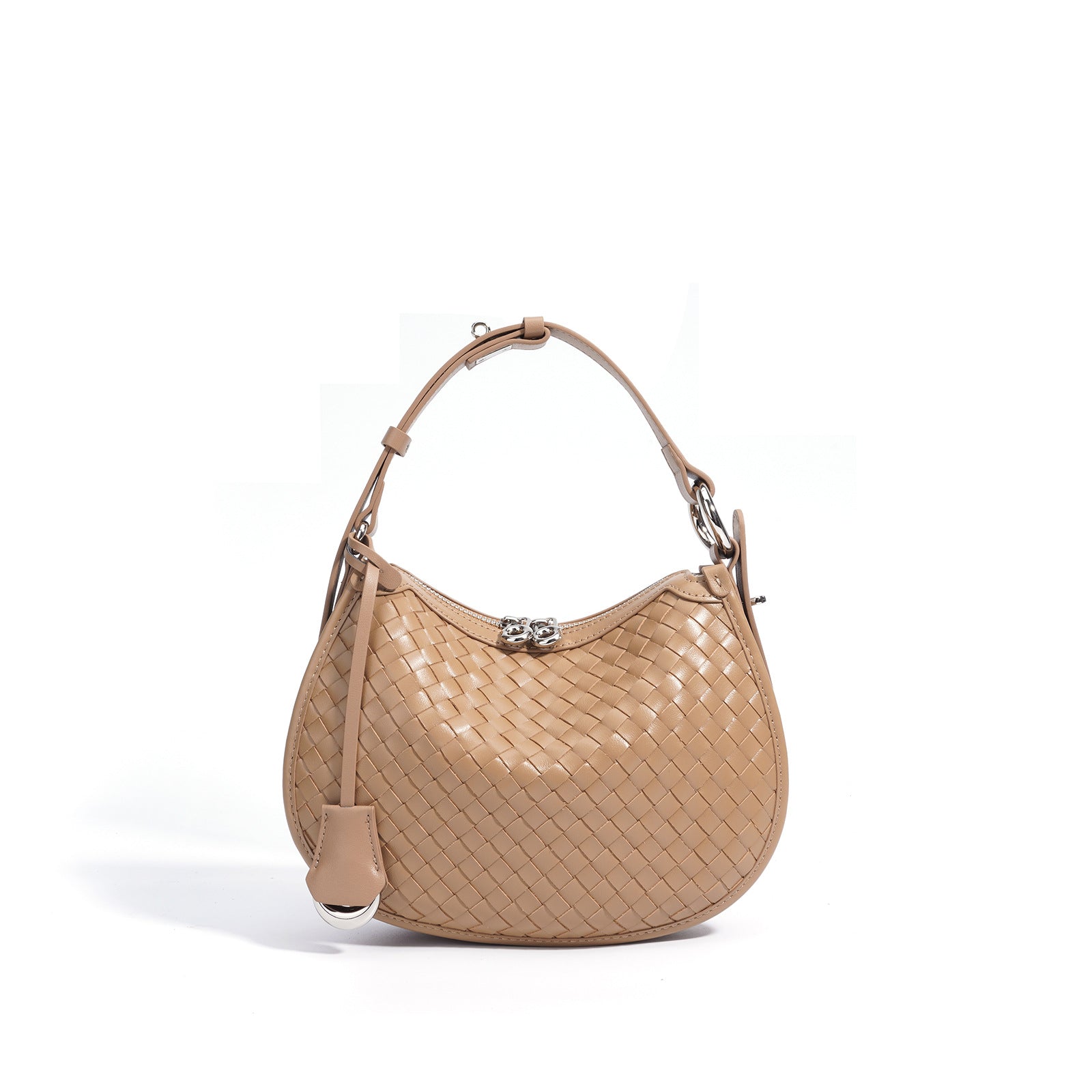 woven crescent shoulder bag with metal clasp – NOVWA
