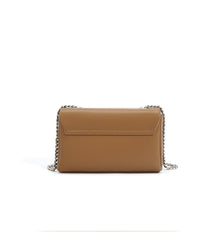 structured leather crossbody bag with flap and chain strap - NOZVA