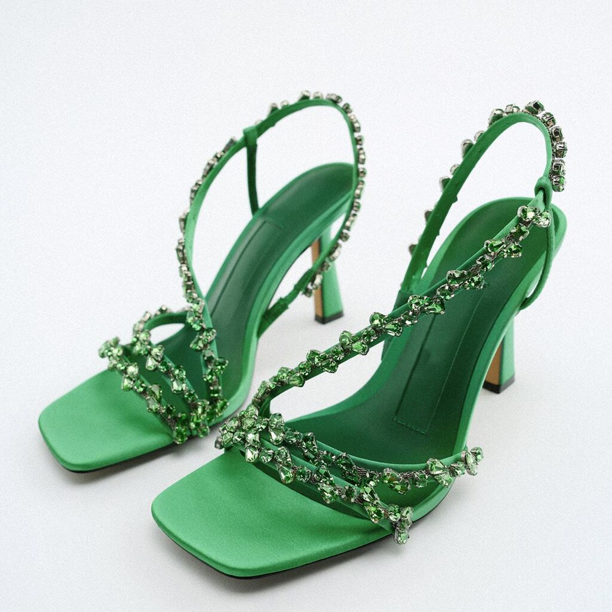 satin crystal-embellished heels with slingback straps – EMERILS