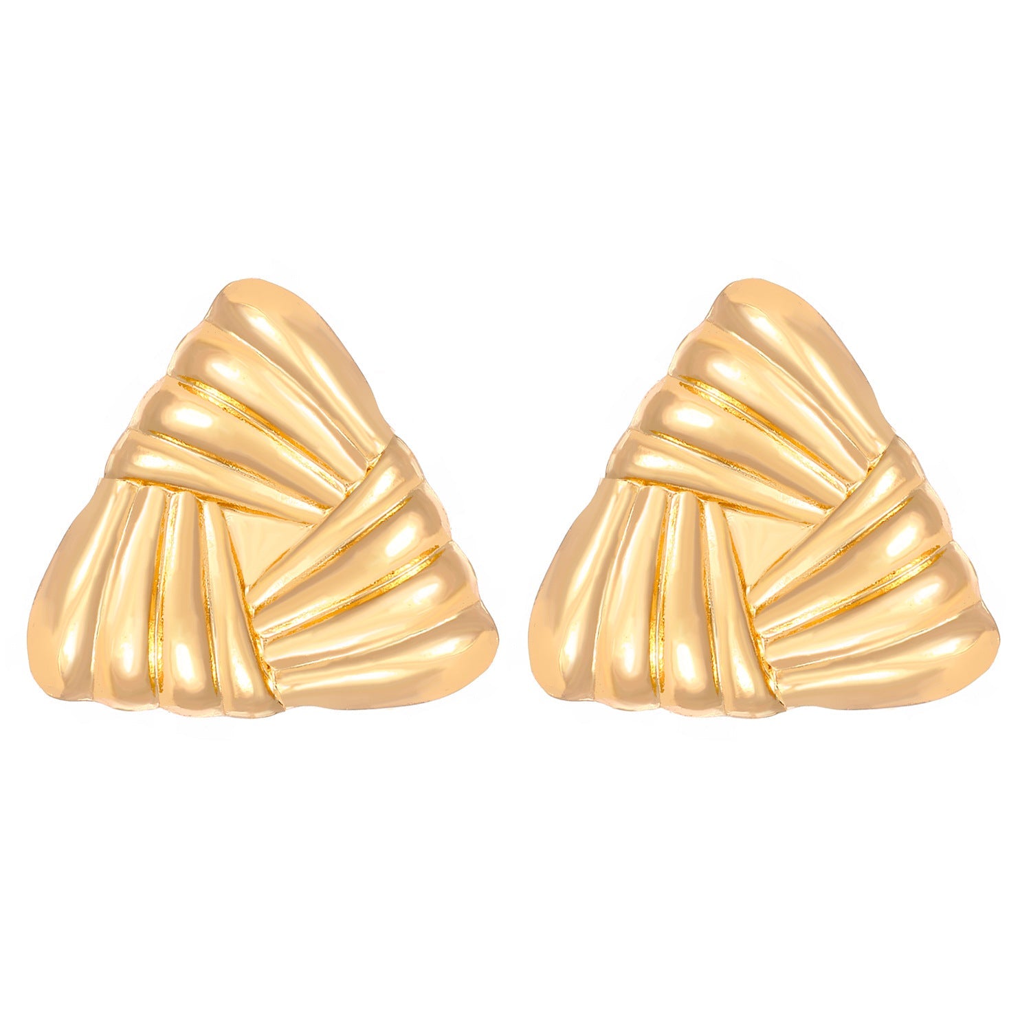 Textured triangle stud earrings with metallic finish - Ardim