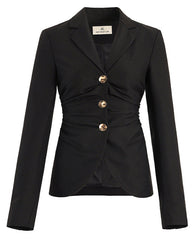 Tailored blazer with ruched waist and gold buttons – Munda