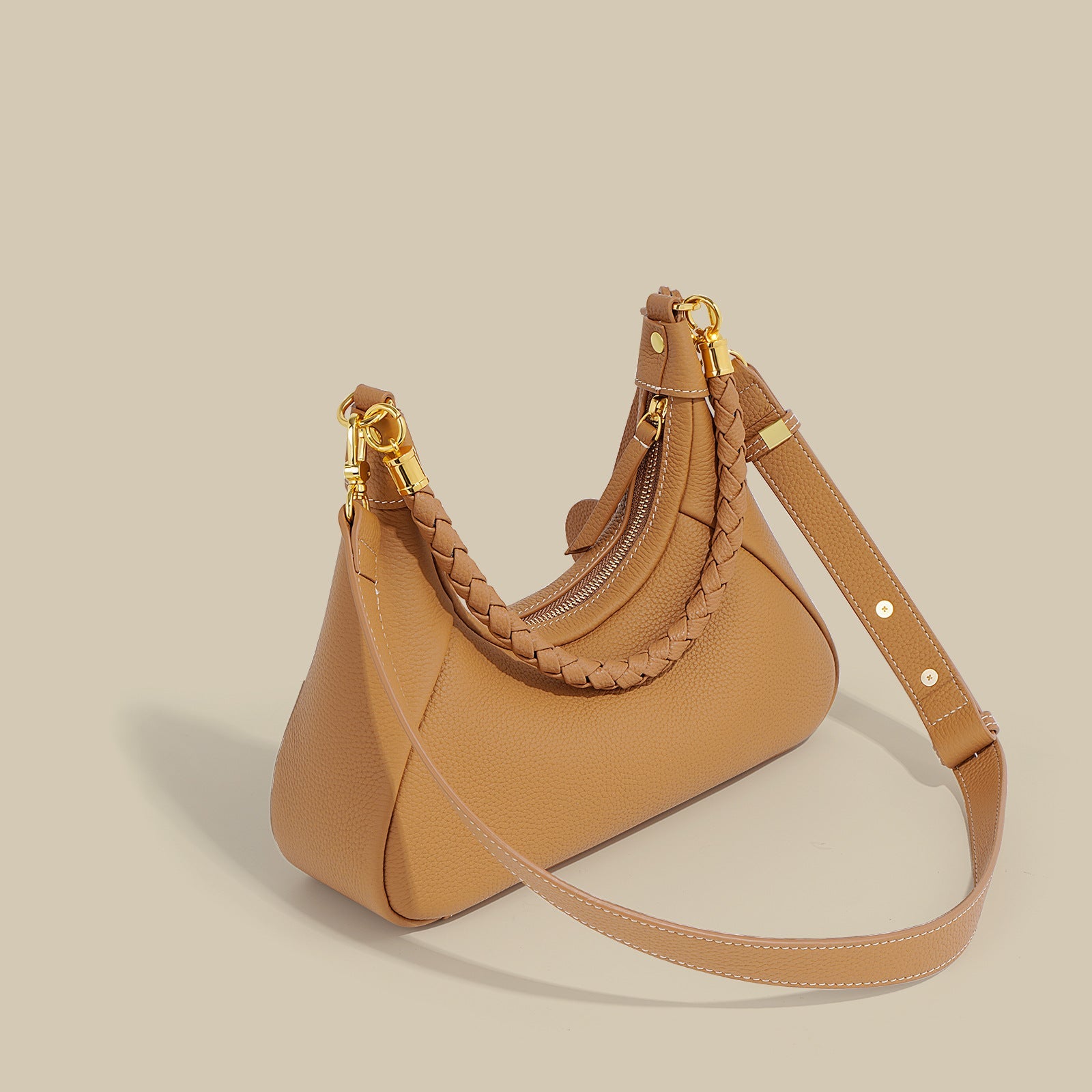 Curved hobo shoulder bag with braided strap - STELZA