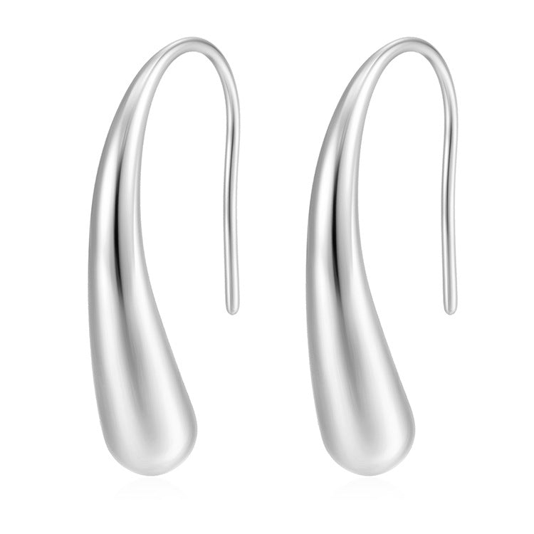 Teardrop hook earrings in polished gold and silver - Awama