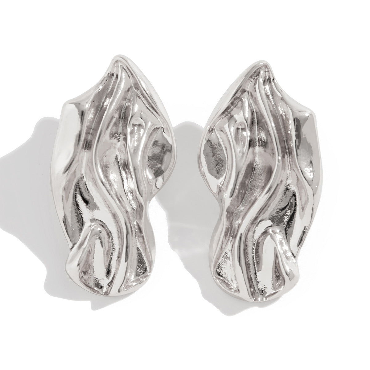 Molten wave stud earrings with organic contours - Roni