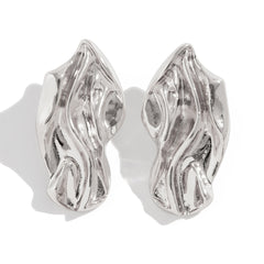 Molten wave stud earrings with organic contours - Roni