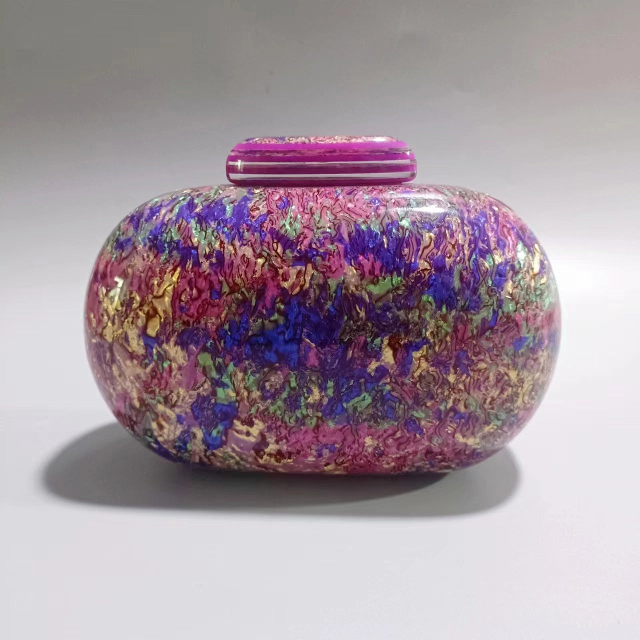 Marbled acrylic clutch with metal ring handle - Sundi