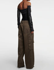off-shoulder leather corset top with cargo pants – Felicitas