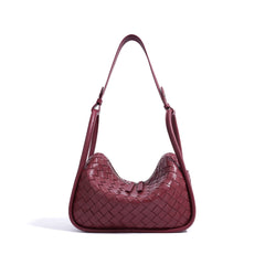 woven crescent shoulder bag with zip closure - AYSLA