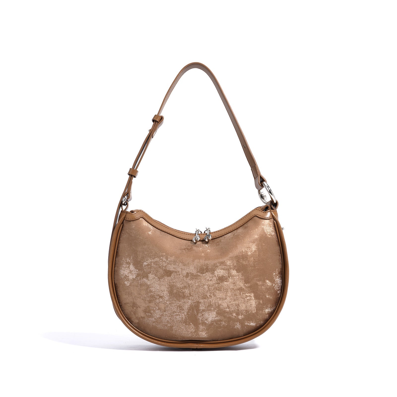 shimmered velvet shoulder bag with curved silhouette - IRISID
