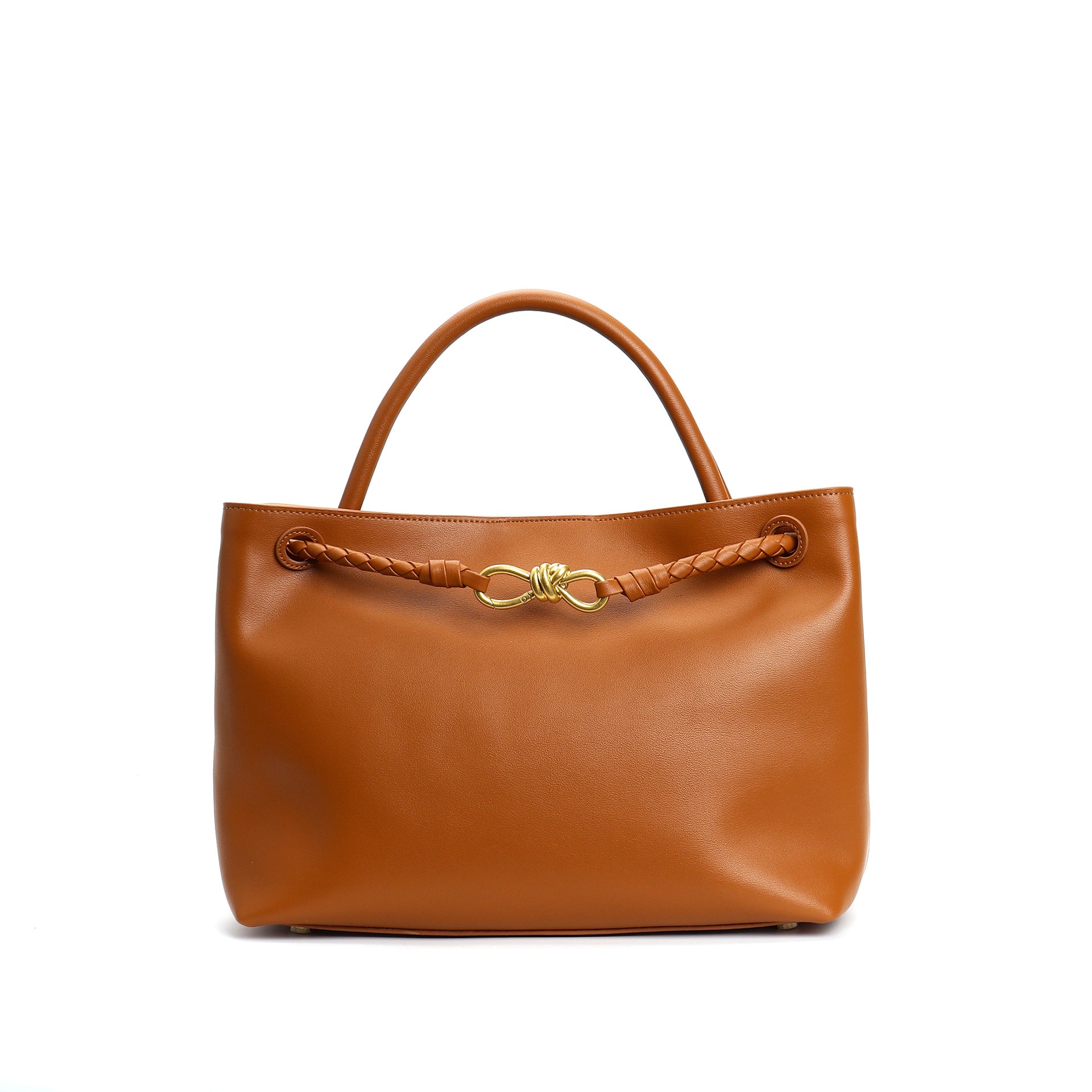 tote bag with braided rope handle and gold knot detail – NASRU