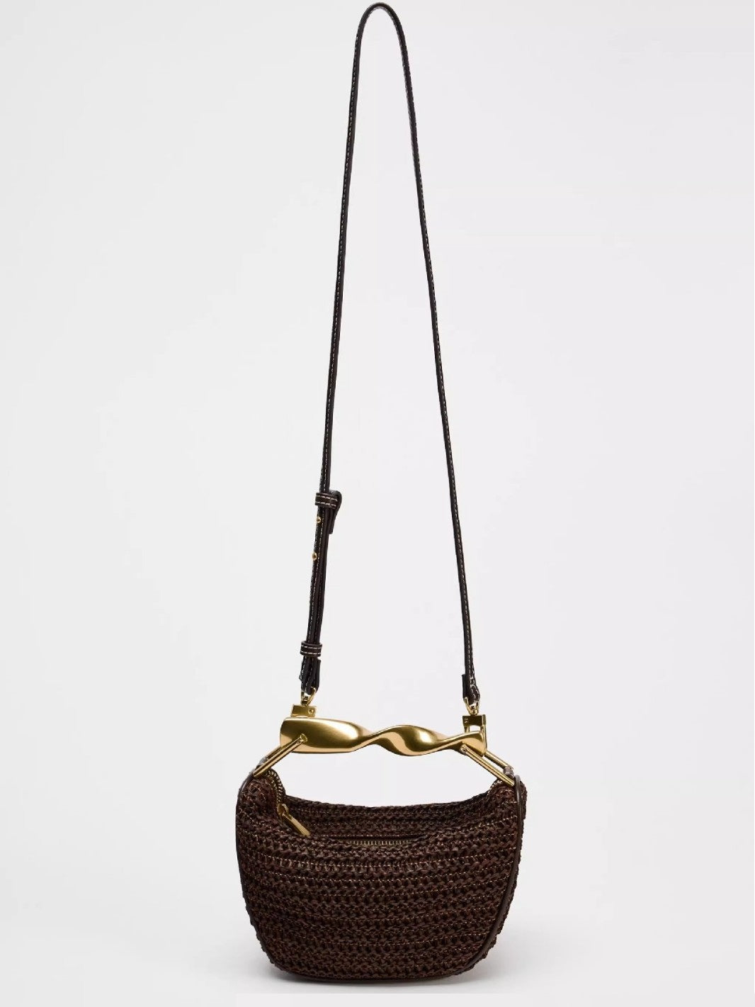 woven crossbody bag with sculpted handle – SIENNA