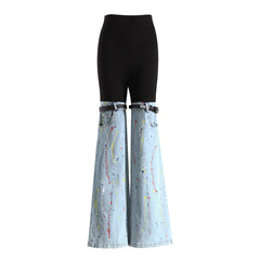 contrast leggings with detachable painted denim flares – ROGUE
