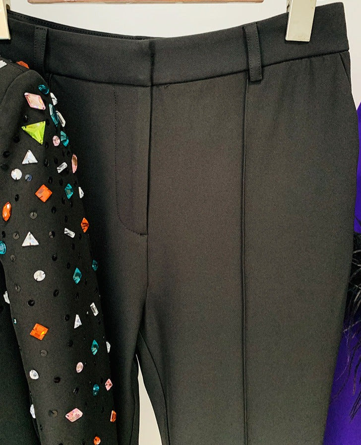 embellished tailored blazer suit with straight-leg pants – Fanckjh