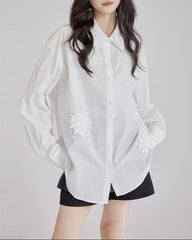 Relaxed fit shirt with floral embroidery - Elkura
