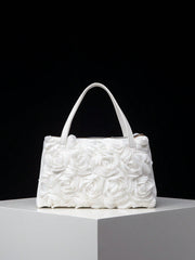3D rose textured handbag with twin top handles – Rundru