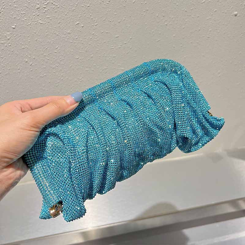 ruched mesh crystal clutch bag - Efuewa