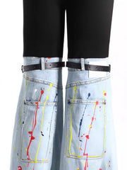 contrast leggings with detachable painted denim flares – ROGUE
