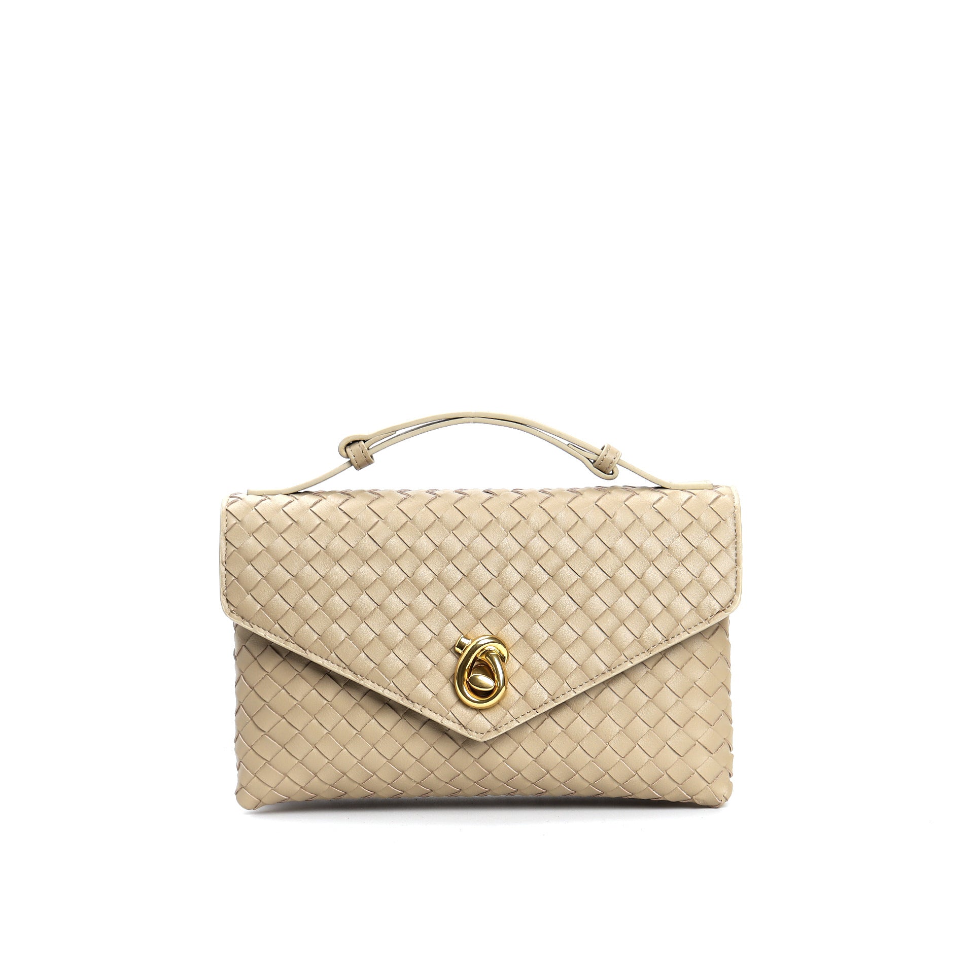 woven leather top-handle mini bag with twist lock - CEZENA
