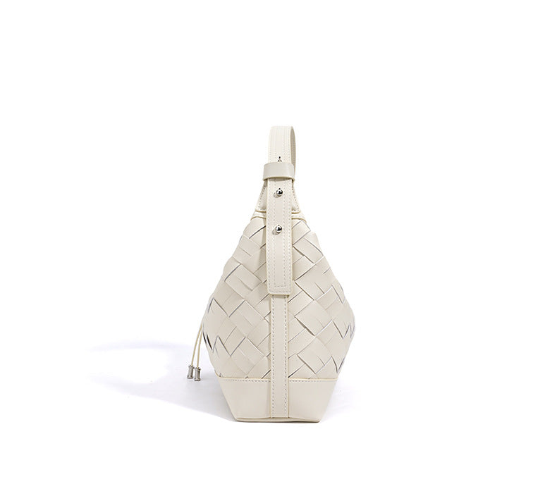 woven crescent shoulder bag with top handle – CELENE