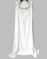 embellished column dress with shoulder cape - Nomalh