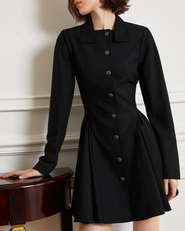 Button-down shirt dress with pleated skirt - Emuri