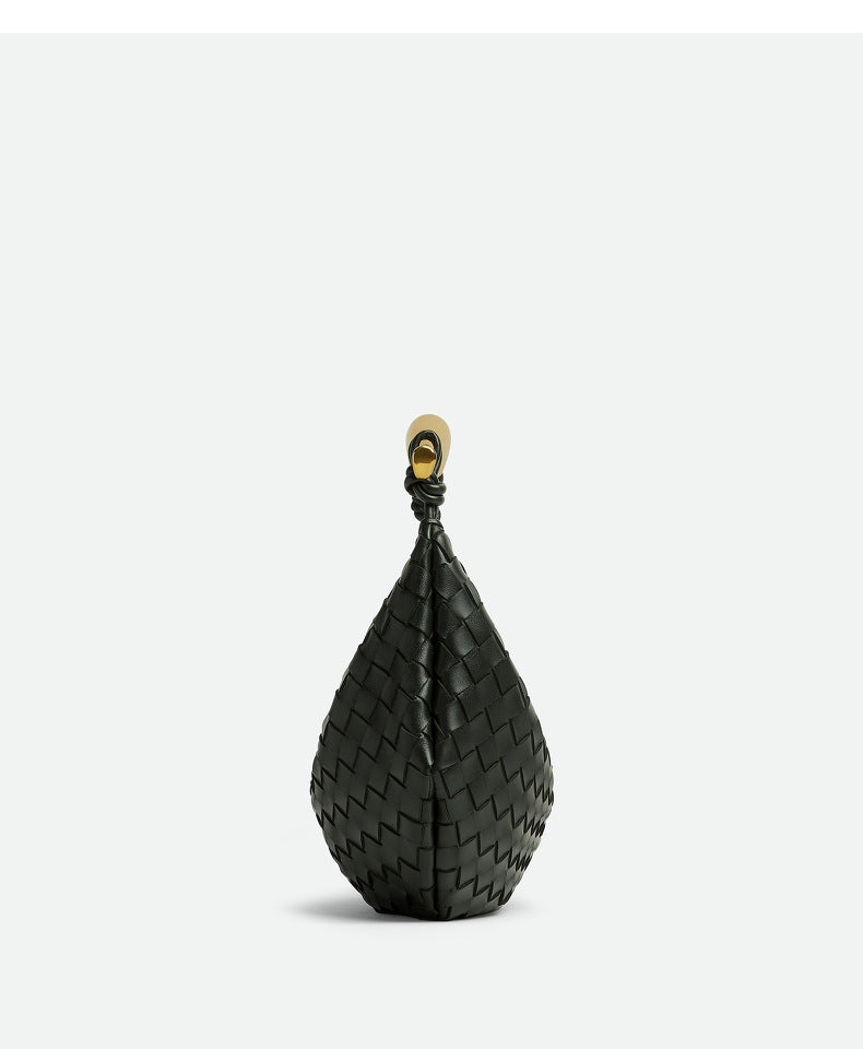 woven crescent shoulder bag with gold sculpted handle - KLLUONEL