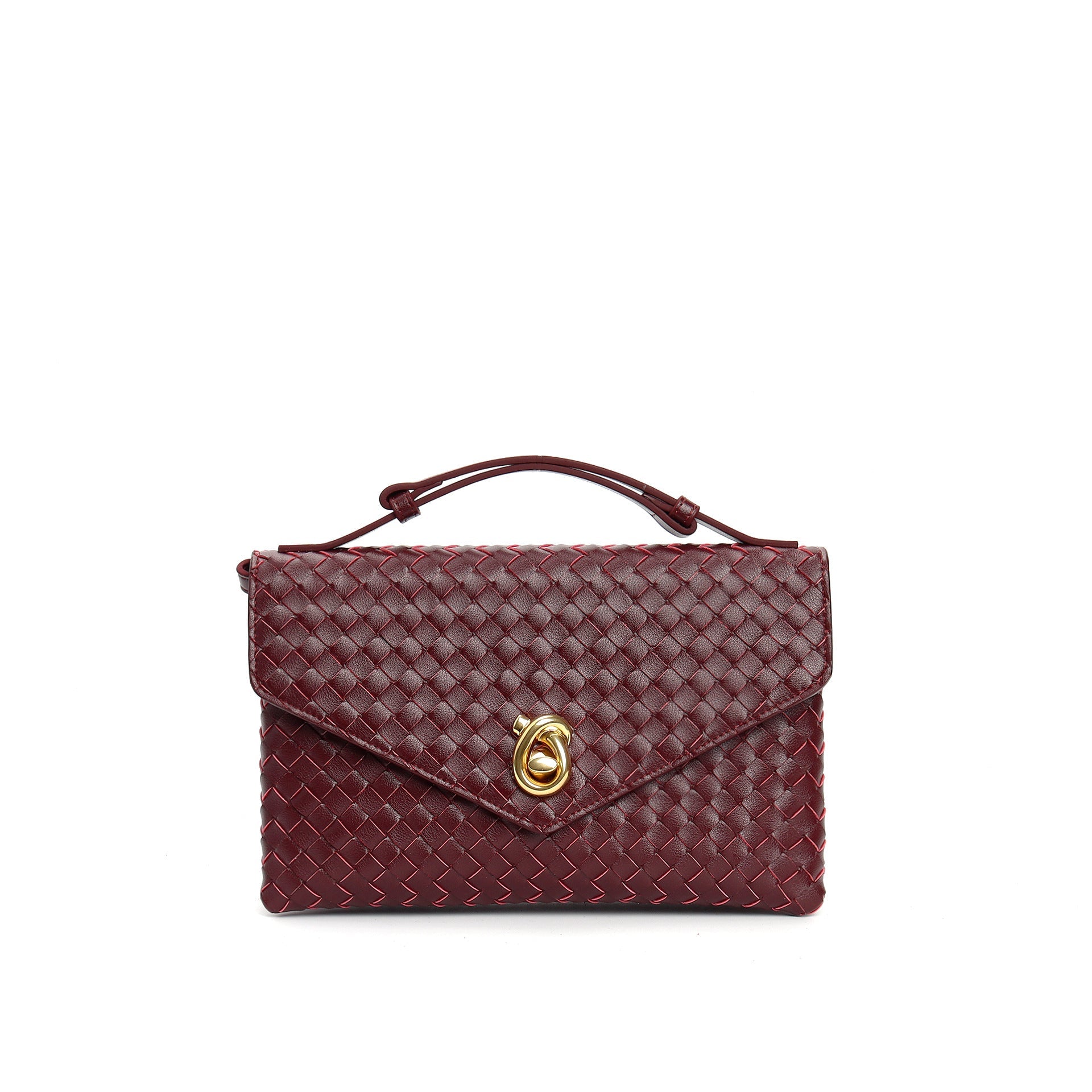 woven leather top-handle mini bag with twist lock - CEZENA
