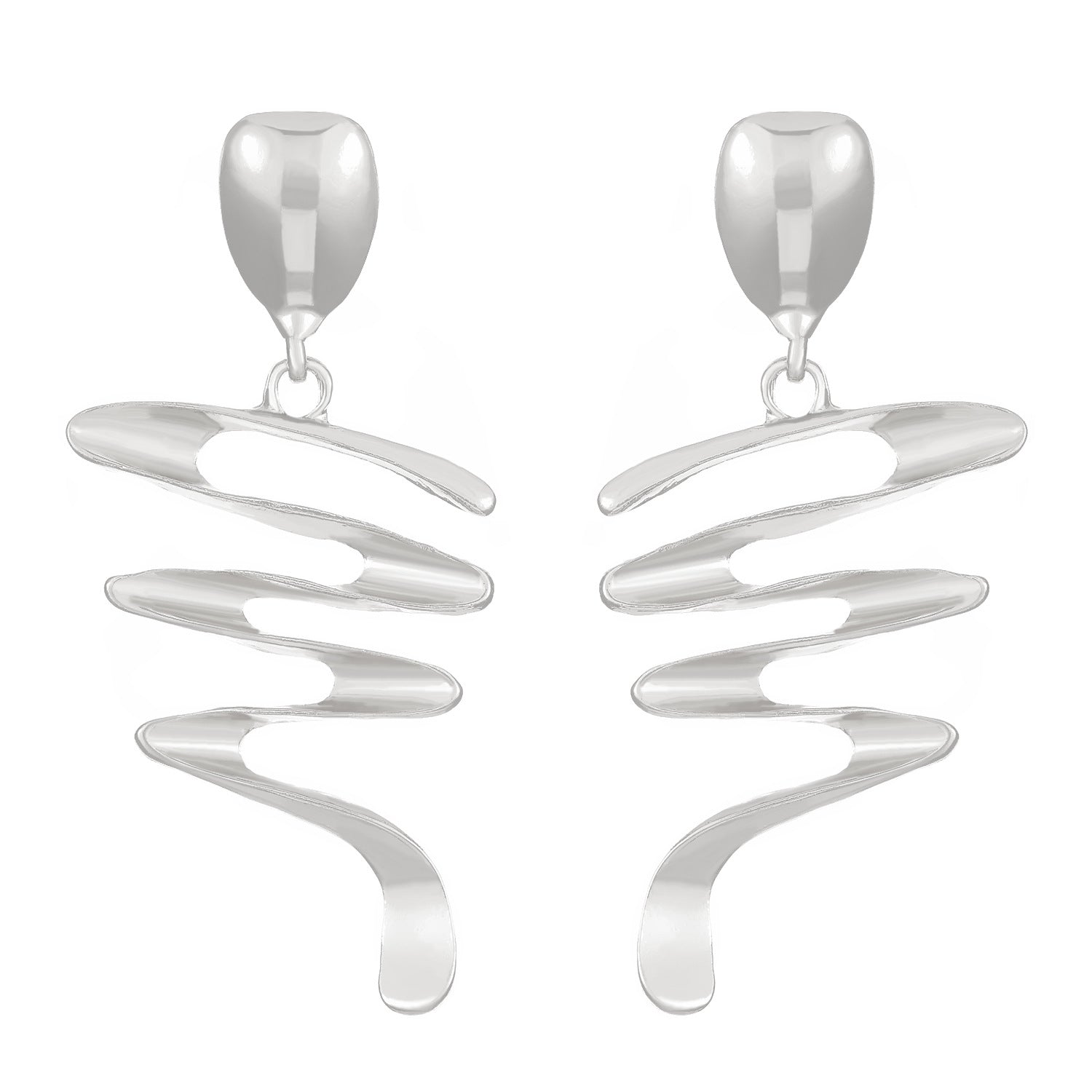 Spiral-cut drop earrings in polished gold-tone metal - Nawly