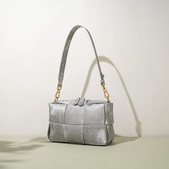 metallic patchwork shoulder bag with gold hardware – STELLA