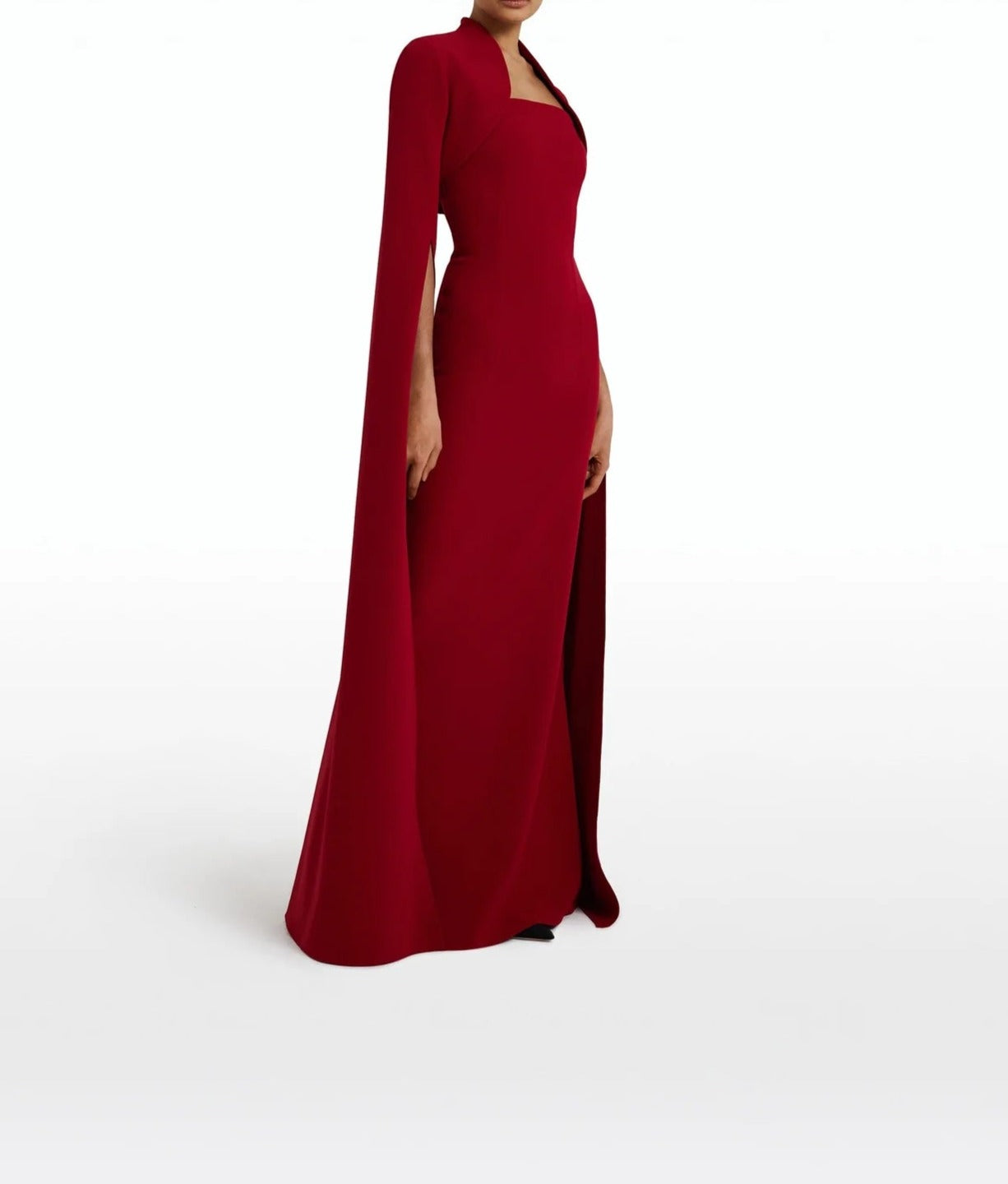 cape-sleeve column gown with embellished neckline – Aamnllc