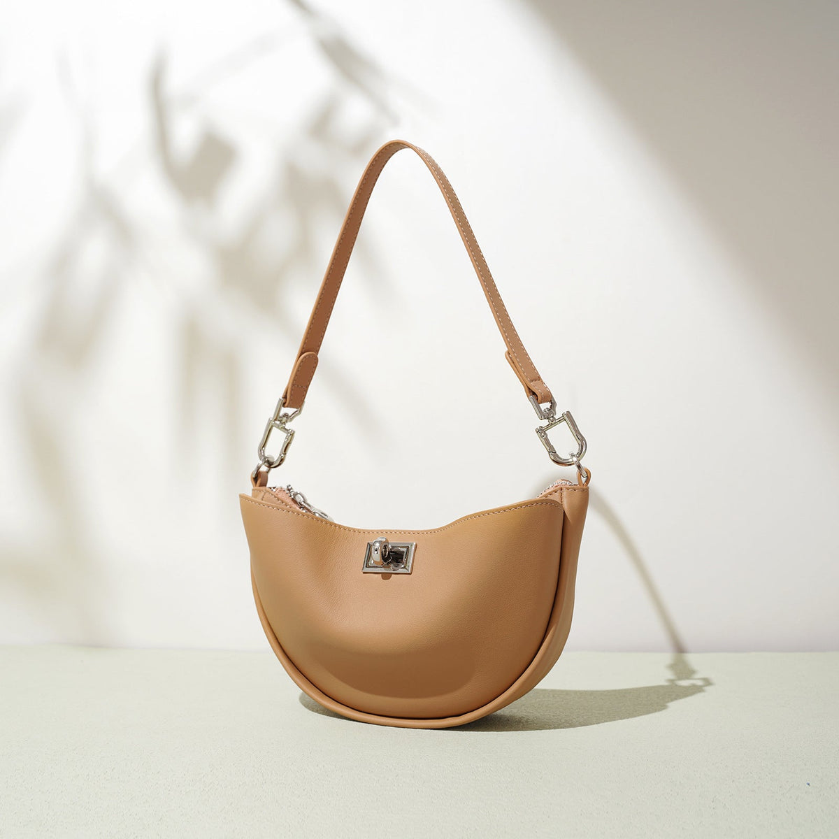 crescent shoulder bag with turn-lock and wide strap - ALOMA