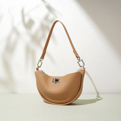 crescent shoulder bag with turn-lock and wide strap - ALOMA
