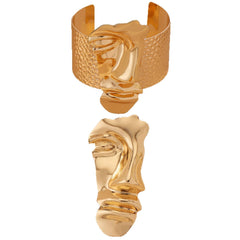 Sculpted face cuff bracelet with textured band - Namlad