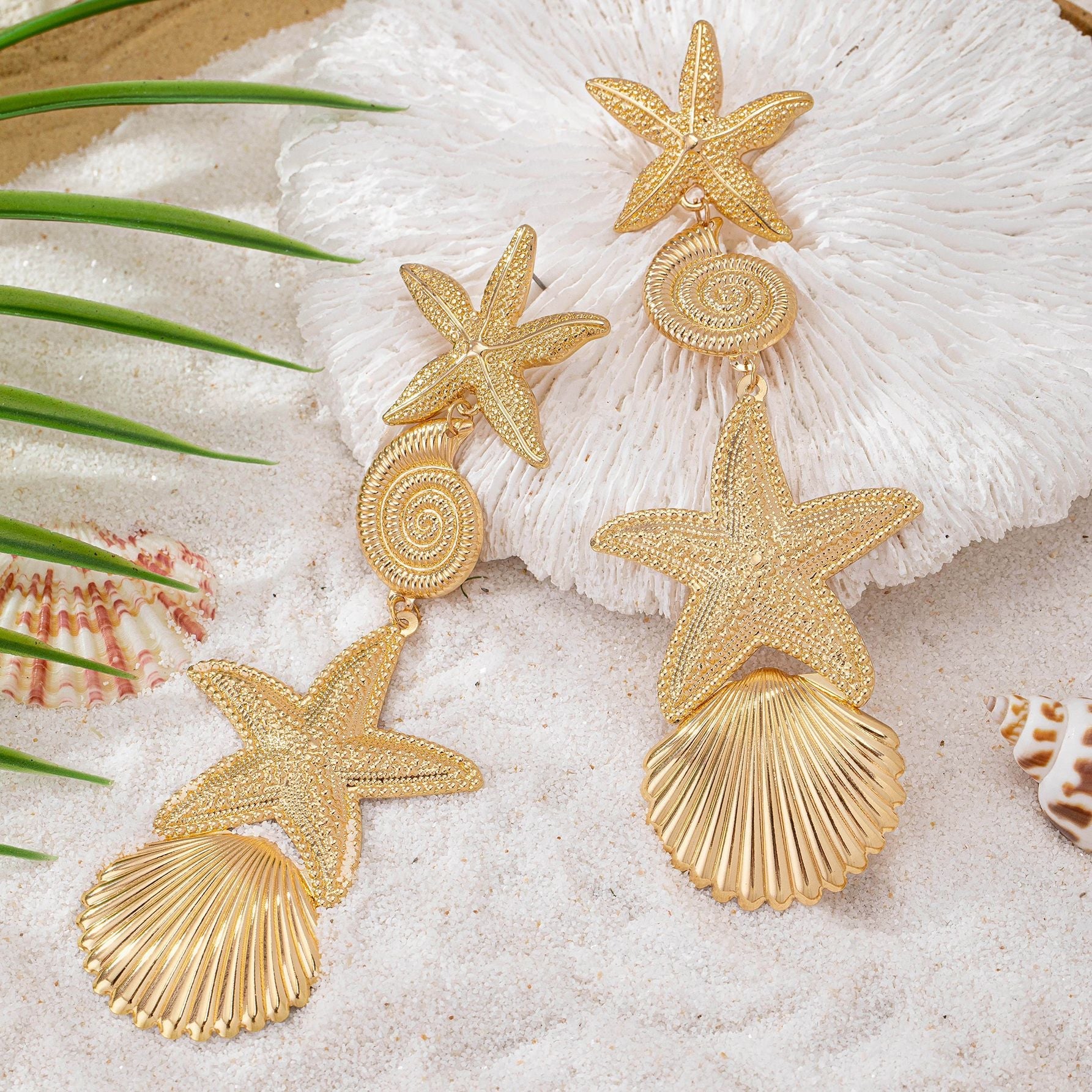 triple drop sea-inspired earrings – CORALIA