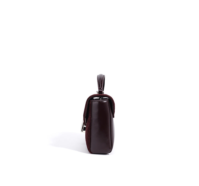 rectangular suede flap bag with silver chain - ODETTEZ