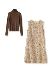 sleeveless tweed shift dress with sequin details – NOVAT