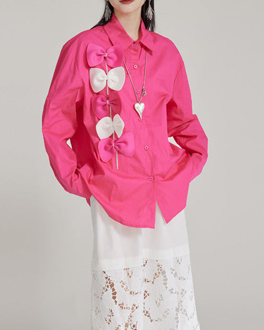 Button-down shirt with bow detailing - Bilky