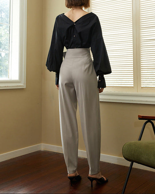 Long sleeve wrap blouse with crisscross detail - Vunti