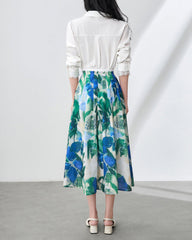 pleated A-line skirt with watercolor floral print – FLORAZ