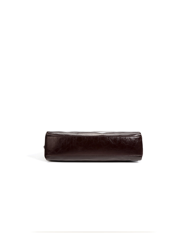 fold-over shoulder bag in glossy leather - KAIR