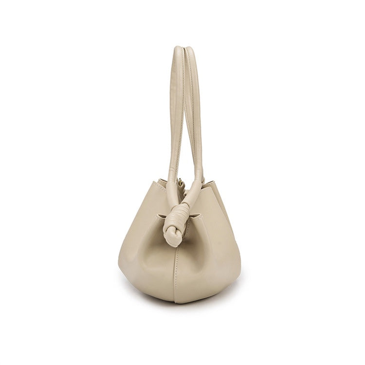 ruched crescent bag with knotted handles – NYRA