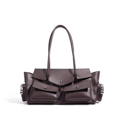 structured tote with multi-pocket flap design - ASTRIDU
