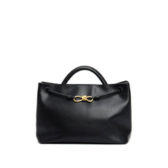 tote bag with braided rope handle and gold knot detail – NASRU