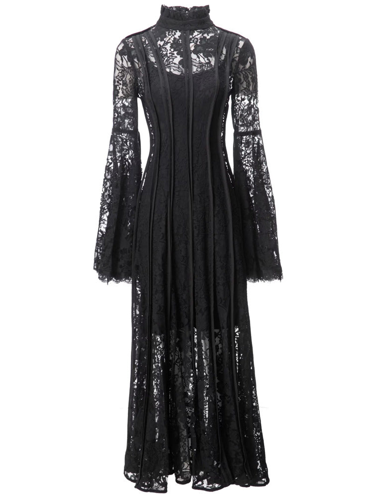 lace flared-sleeve maxi dress – Furoozan