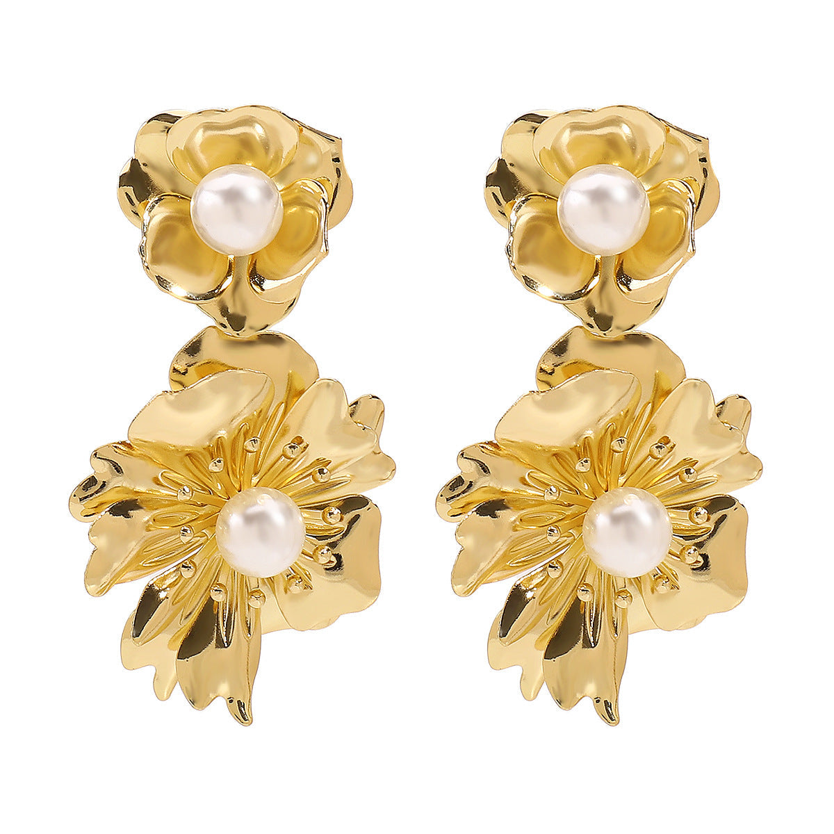 floral drop earrings with pearl center - NOVAR