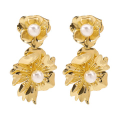 floral drop earrings with pearl center - NOVAR